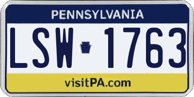 PA license plate LSW1763