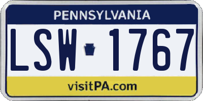 PA license plate LSW1767
