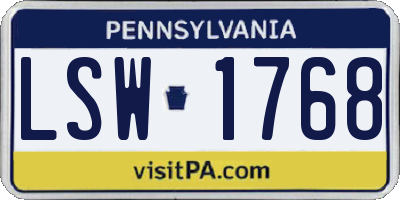 PA license plate LSW1768