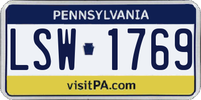 PA license plate LSW1769