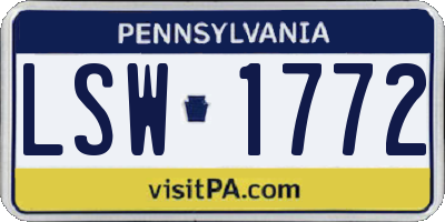 PA license plate LSW1772