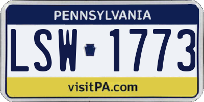 PA license plate LSW1773