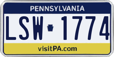 PA license plate LSW1774