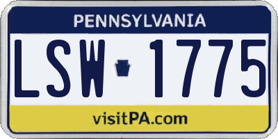 PA license plate LSW1775