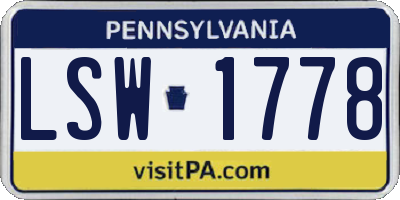PA license plate LSW1778