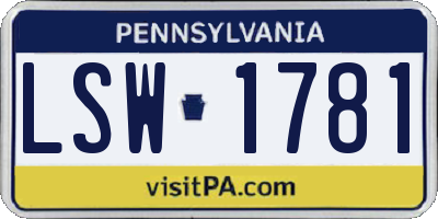 PA license plate LSW1781