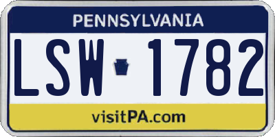 PA license plate LSW1782