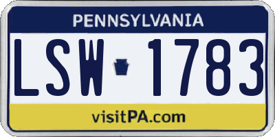PA license plate LSW1783