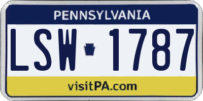 PA license plate LSW1787