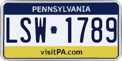 PA license plate LSW1789
