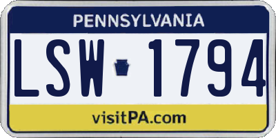 PA license plate LSW1794