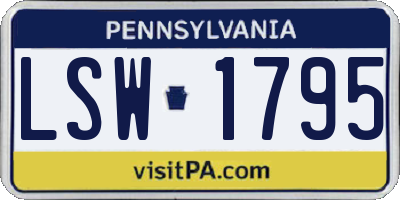 PA license plate LSW1795