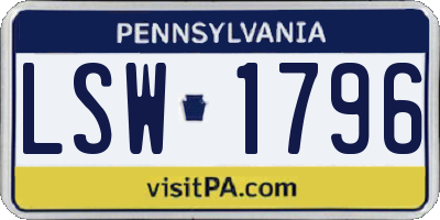 PA license plate LSW1796