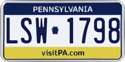PA license plate LSW1798