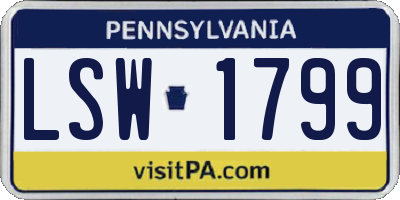 PA license plate LSW1799