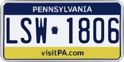 PA license plate LSW1806