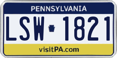 PA license plate LSW1821