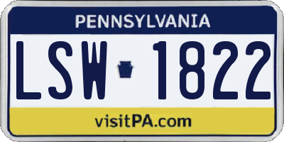 PA license plate LSW1822