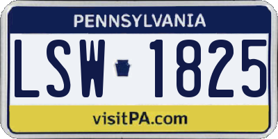 PA license plate LSW1825