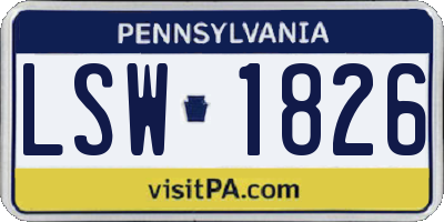 PA license plate LSW1826