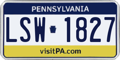 PA license plate LSW1827