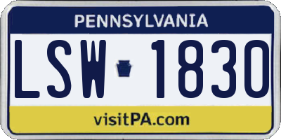 PA license plate LSW1830