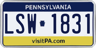 PA license plate LSW1831