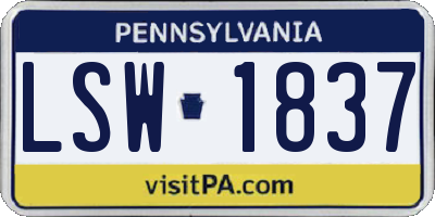PA license plate LSW1837