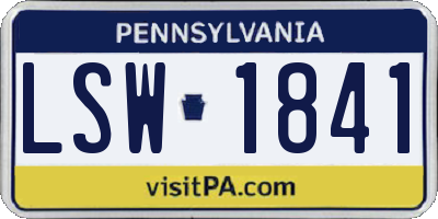 PA license plate LSW1841