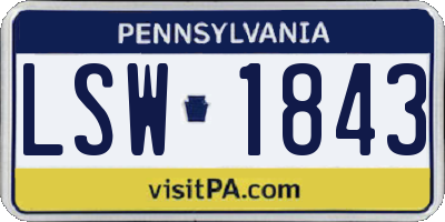 PA license plate LSW1843