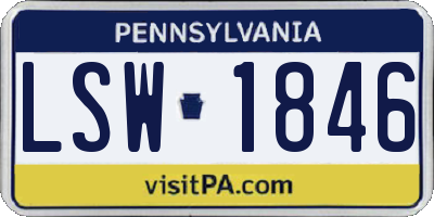 PA license plate LSW1846