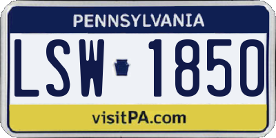 PA license plate LSW1850