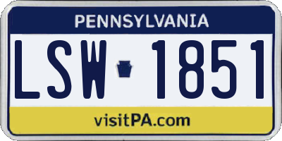 PA license plate LSW1851