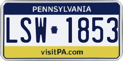 PA license plate LSW1853