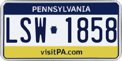 PA license plate LSW1858