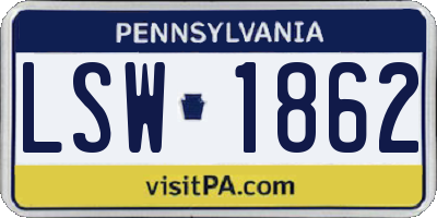 PA license plate LSW1862