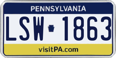 PA license plate LSW1863