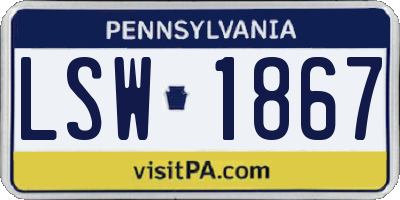 PA license plate LSW1867
