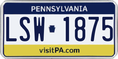 PA license plate LSW1875