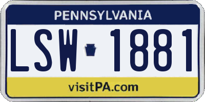 PA license plate LSW1881