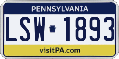 PA license plate LSW1893