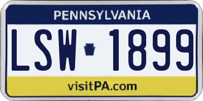 PA license plate LSW1899