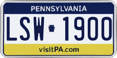 PA license plate LSW1900