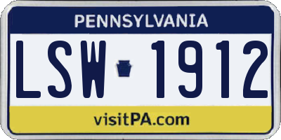 PA license plate LSW1912