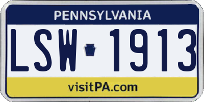 PA license plate LSW1913