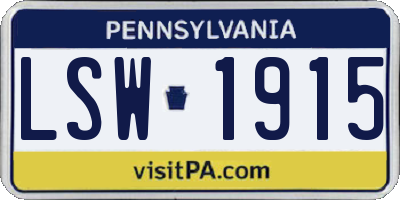 PA license plate LSW1915