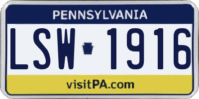 PA license plate LSW1916