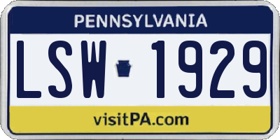 PA license plate LSW1929