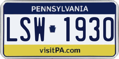 PA license plate LSW1930