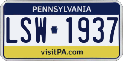 PA license plate LSW1937